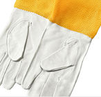 Białe rękawiczki pszczelarskie z owczej skóry z wentylowanym żółtym wzorem siatki