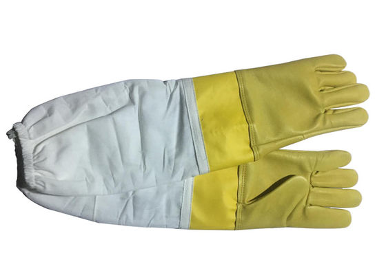 kupować # 13 Żółta kozia skóra i gładka skórzana ochraniacz na nadgarstek i biała rękawica z materiału Bee Glove produkcja online