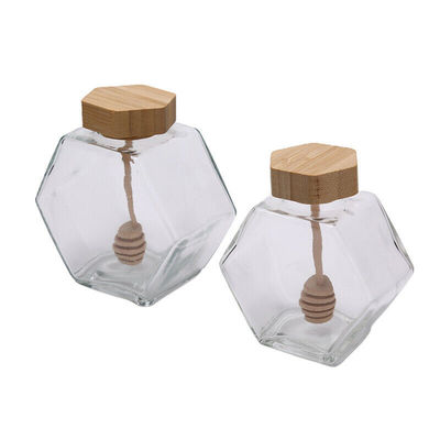 kupować 220 ml szklany sos z dżemem Clear Honey Jar Hexagon Glass Honey Bottles produkcja online